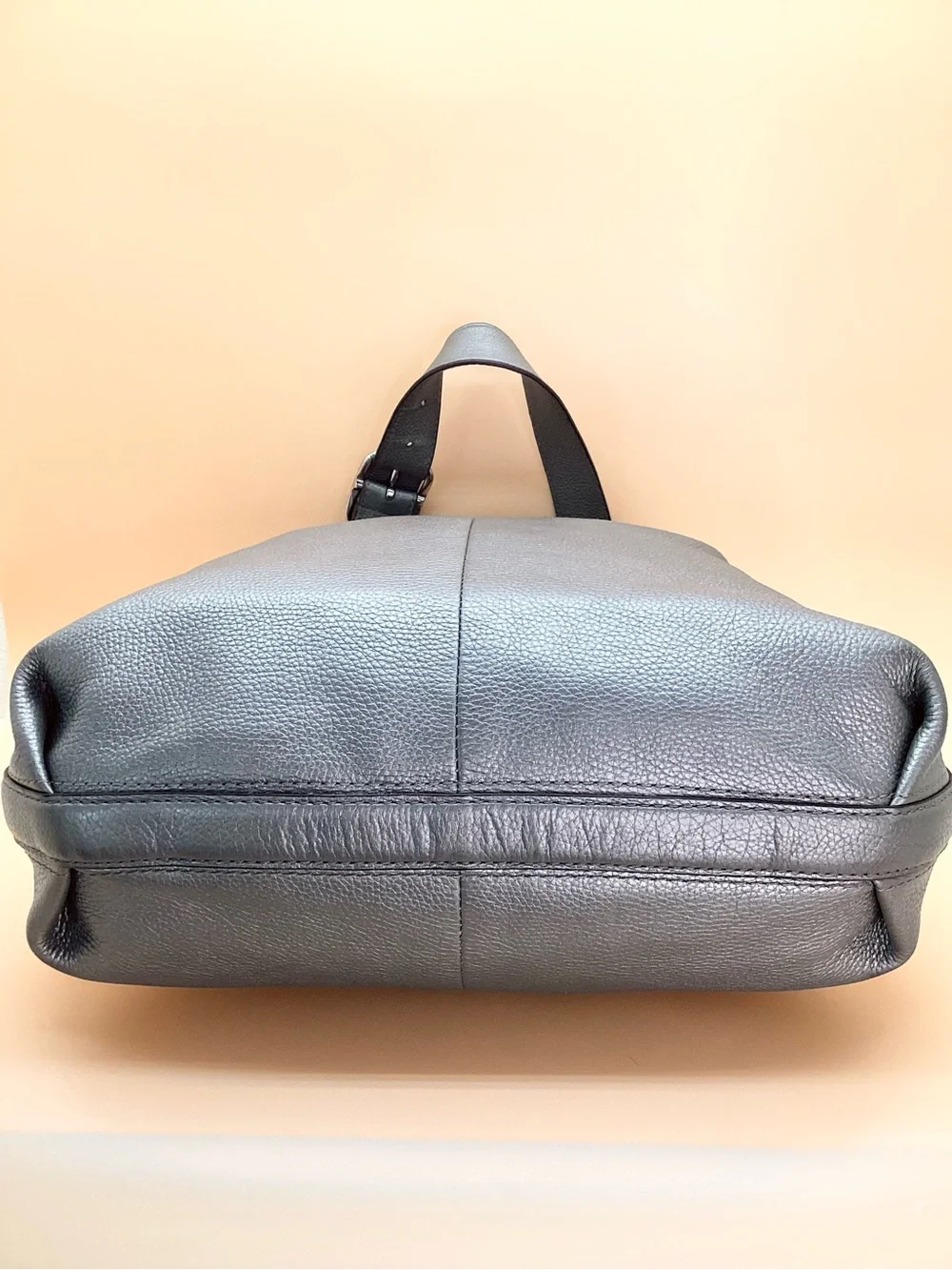 Coach Gray Pebbled Leather Hobo Bag with Silver Hardware
